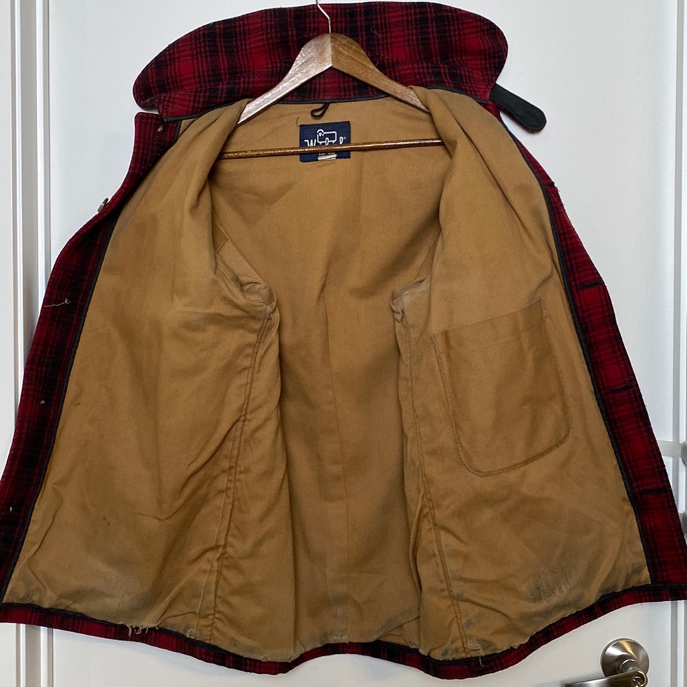 Vintage Woolrich Coat Men 42 Red Black Buffalo Plaid Mackinaw 70s Wool Hunting - Picture 12 of 16